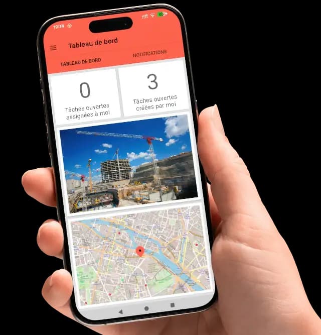 Le suivi de chantier sans friction — tableau de bord Touch2build sur mobile