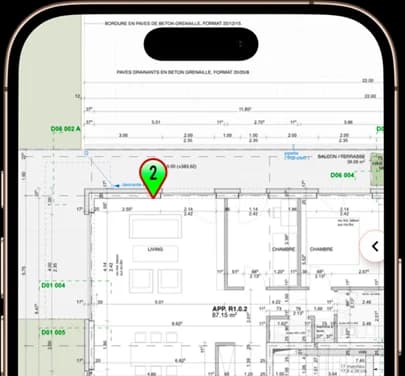 Plan interactif dans l’app Touch2build